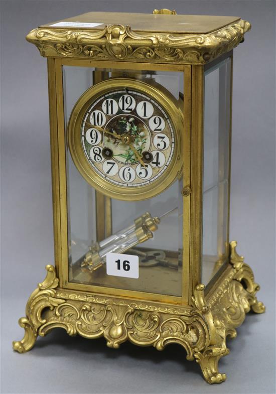 A four glass mantel clock height 31cm